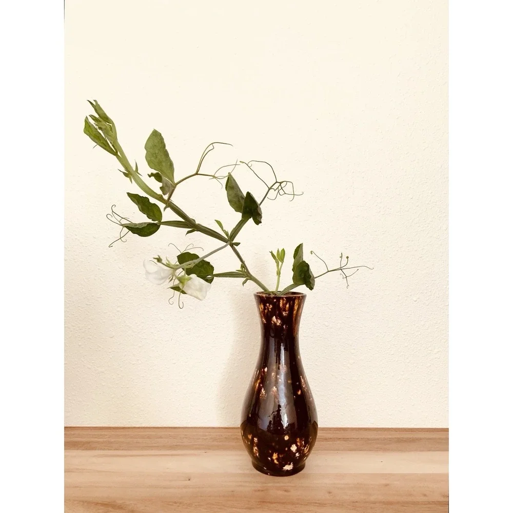 Vintage Splotchy 70s Brown Vase Holland Mold 10